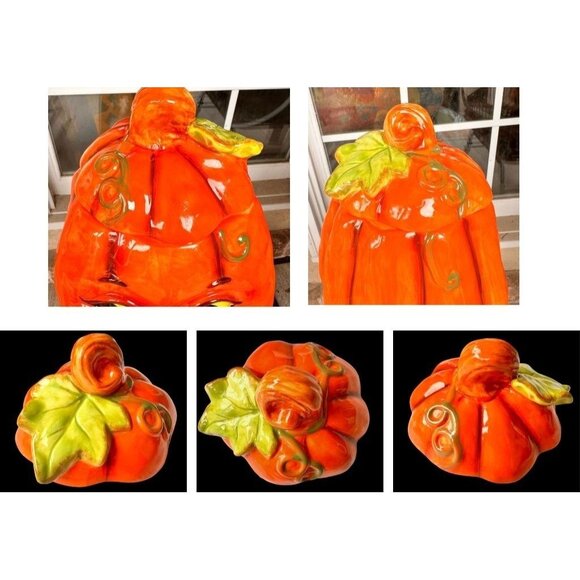 VTG Halloween Anthropomorphic Pumpkin Cookie Jar Ceramic Happy Jack O Lantern - Picture 7 of 12